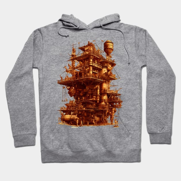 Victorian Rube Goldberg Steampunk Machine Architecture Hoodie by entwithanaxe